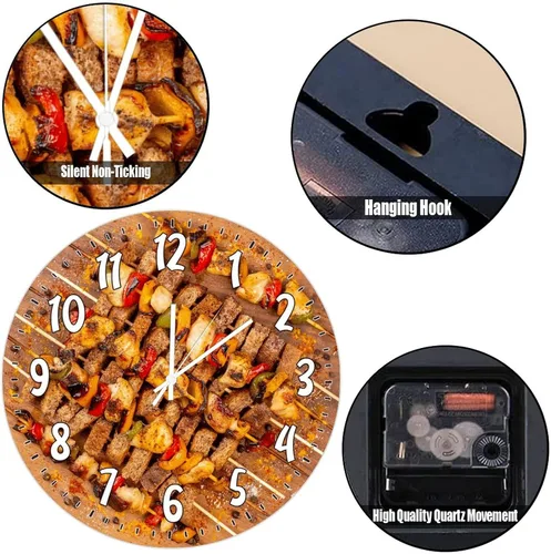 Miniatura 3 de Reloj de pared colgante de carne para barbacoa, sin tictac, para decoración de cocina, cocina, cocina, cocina, cocina, decoración de pared