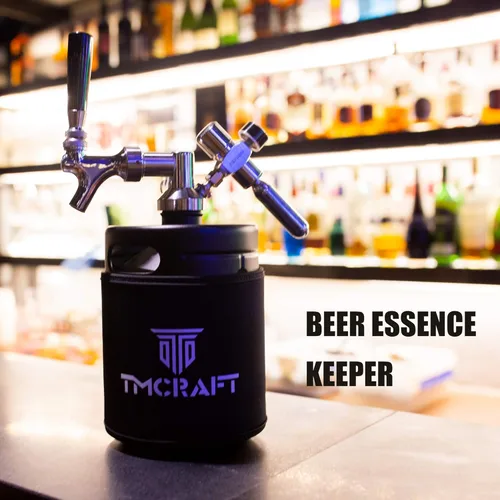 Miniatura 3 de TMCRAFT Sistema de grifo Growler de 64 onzas, mini barril de acero inoxidable presurizado con chaqueta enfriadora, sistema dispensador portátil