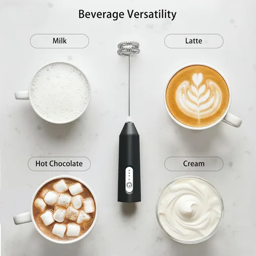 Miniatura 7 de Puraville Espumador de leche recargable de mano, batidor eléctrico de 3 velocidades, carga tipo C sin BPA para café, latte, capuchino, huevo, crema
