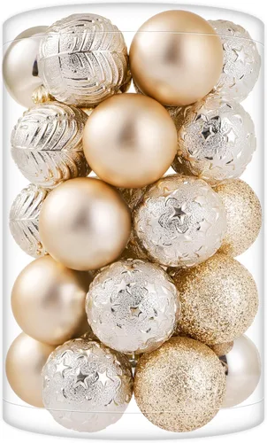 Miniatura 13 de 34 piezas Adornos de bola de Navidad azul bebé irrompibles de plástico para árbol de Navidad, decoraciones para fiesta de Navidad, oficina en casa