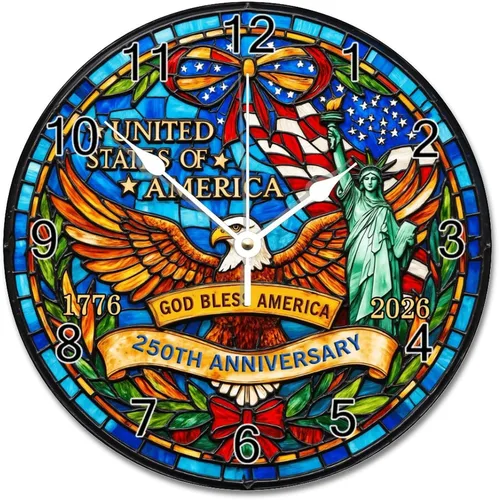 Miniatura 10 de ArogGeld 1776-2026 of Freedom Wall Clocks Battery Operated 10 Inch Silent 250 Anniversary USA American Patriotic Desk Clock Wall Art Farmhouse Home