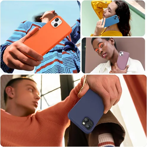 Miniatura 2 de Miracase Funda diseñada para iPhone 13, con protector de pantalla de vidrio templado, forro de microfibra suave antiarañazos, funda de goma de Azul