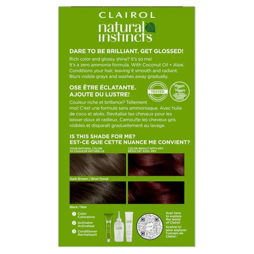 Miniatura 2 de Clairol Natural Instincts Tinte Demipermanente para el Cabello, 4RV Color de Cabello Borgoña Oscuro, Paquete de 3 4RV Borgoña oscuro