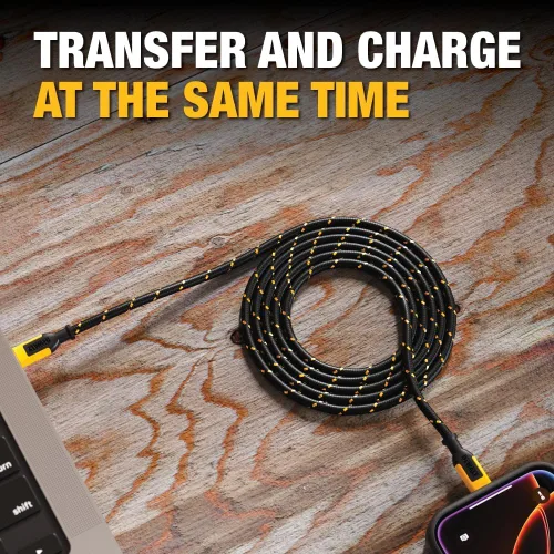 Miniatura 5 de DEWALT Cable USB a Lightning de alta resistencia [certificado Apple MFi] cargador duradero para iPhone, cables Lightning, cable de carga rápida