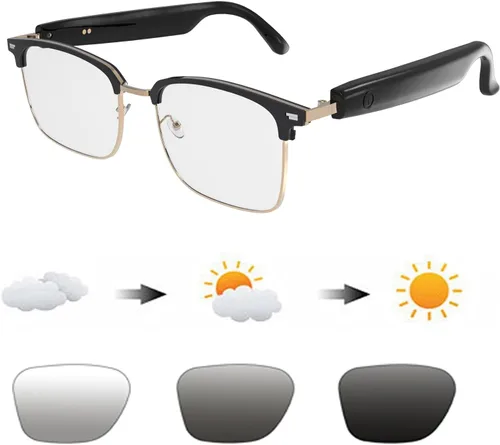 Lentes inteligentes, anteojos Bluetooth para hombres y mujeres, sonidos de oído abierto, lente de transición para deportes exteriores, anteojos de