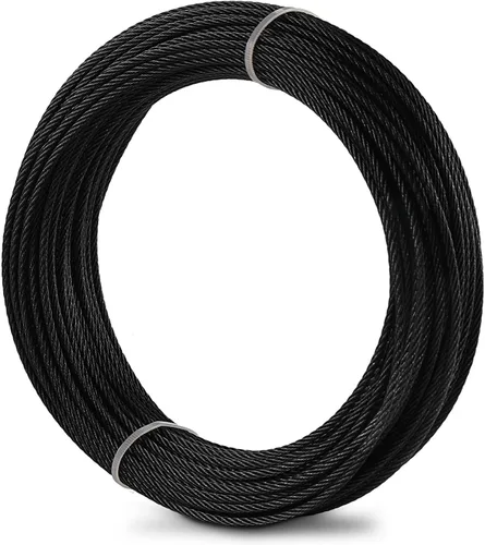 Miniatura 11 de Steel DN Mate Cuerda de alambre negro de 100 pies, cable de acero inoxidable de grado marino T316L de 1/8 pulgadas, 7 × 7 hebras para sistema