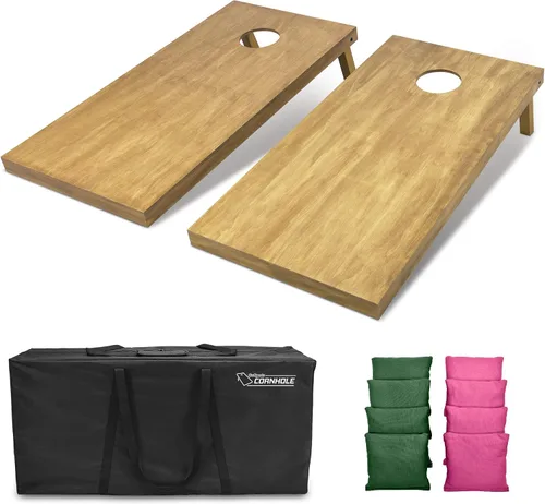 Miniatura 38 de GoSports 4 ft x 2 ft Regulation Size Wooden Cornhole Boards Set with Light Brown Finish - Includes Carrying Case and Bean Bags Negro- gris