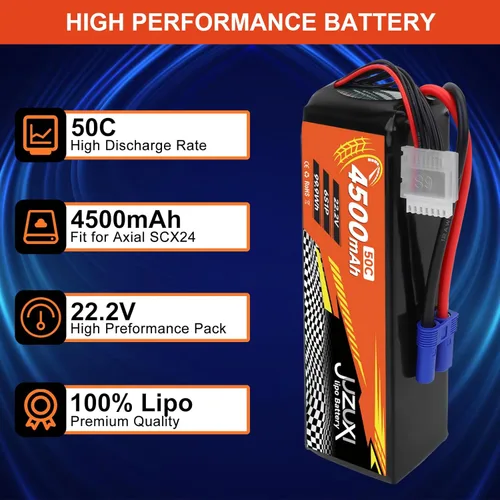 Miniatura 2 de Batería Lipo de 22.2V 4500mAh 6S 50C Batería recargable de polímero de litio con conector XH y EC5 compatible con modelos RC Car RC Boat Quadcopter
