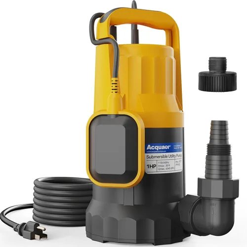 Miniatura 11 de Acquaer Bomba de sumidero 1HP, bomba de agua sumergible de 4345 GPH para eliminación de agua en jacuzzis, piscinas, sótanos y estanques de jardín