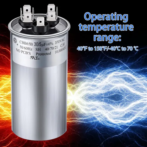 Miniatura 4 de 30/5 MFD uF 370/440V CBB65 Condensador redondo de doble funcionamiento para motor de CA, condensador HVAC, reemplazo de aire acondicionado, bomba