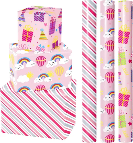 Miniatura 28 de WRAPAHOLIC - Papel de regalo para baby shower con diseño de oso - Rollo mini - 3 rollos - 17 pulgadas x 120 pulgadas - Papel de regalo con lazo