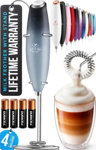 Miniatura 84 de Zulay Kitchen Espumador de leche de mano con pilas Duracell AA – Mezclador eléctrico ultrarrápido y creador de espuma, mezclador de bebidas fácil