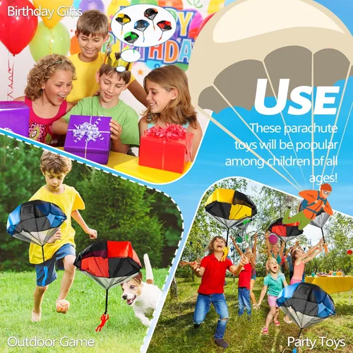 Miniatura 5 de OJYUDD Paquete de 10 paracaídas para niños, figuras sin enredos, paracaídas, juguetes voladores para niños y niñas, para interiores y exteriores