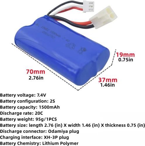 Miniatura 2 de sea jump Batería de litio de 2 piezas de 7.4 V 1500 mAh con cargador 2 en 1 para Feilun FT009 UDI009 DUI902 UDI002 AA102 RC barco de alta velocidad