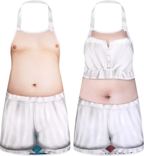 Hillban Paquete de 2 Delantales Divertidos Delantal de Cocina Creativo con Lazos Ajustables en la Cintura Delantales de Fiesta para Hombres y