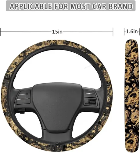 Miniatura 5 de Asian Dragon - Funda universal para volante de automóvil, accesorios interiores de automóvil, lavable, transpirable, funda para volante