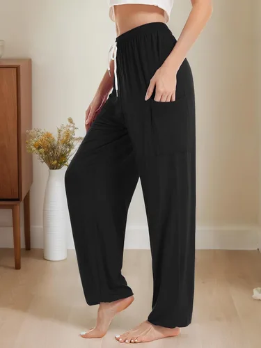 Miniatura 8 de QIANXIZHAN - Pantalones harem para mujer, pantalones palazzo hippie, joggers bohemios con bolsillos, ropa de yoga
