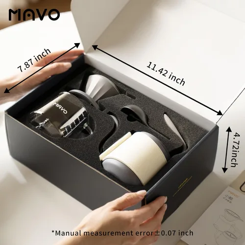 Miniatura 8 de Juego de cafetera para verter sobre tetera, gotero de café, servidor de café de vidrio con escala, filtro de acero inoxidable (verde)