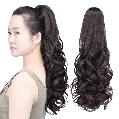 Miniatura 61 de SYXLCYGG Auburn Clip Cola de caballo Clip Cola de caballo Extensión de cola de caballo ondulado 10 pulgadas 3.5 oz pelo sintético falso pieza