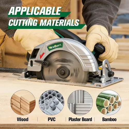 Miniatura 4 de Sierra circular eléctrica de 1450 W, hoja de 1 × 7-1/4 pulgadas, 4500 RPM, ángulo biselado ajustable de 45°/90°, base de aluminio ligera de 9.0 lbs
