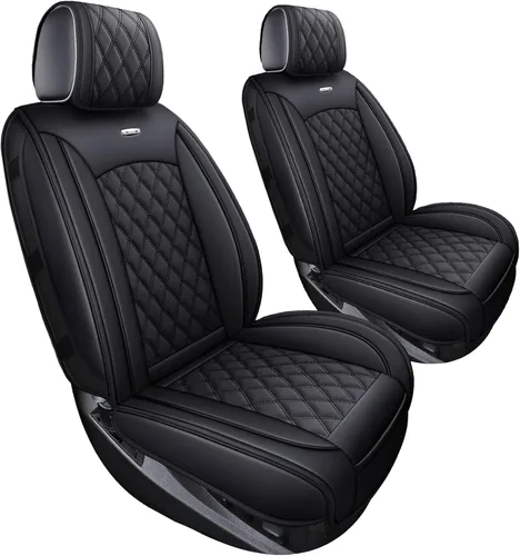 Miniatura 12 de Fundas de cuero para asiento delantero de automóvil, para Silverado Sierra Juego completo/Negro