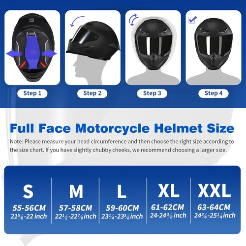 Miniatura 7 de Cascos para motocicleta MXJ Gear para hombres y mujeres adultos, Casco integral para motocicleta, MG666 aprobado por DOT, para carreras en la calle