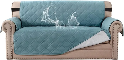 Miniatura 17 de H.VERSAILTEX Funda de sofá 100% impermeable, lavable, antideslizante, para 3 cojines, protector de muebles para mascotas, fundas de sofá