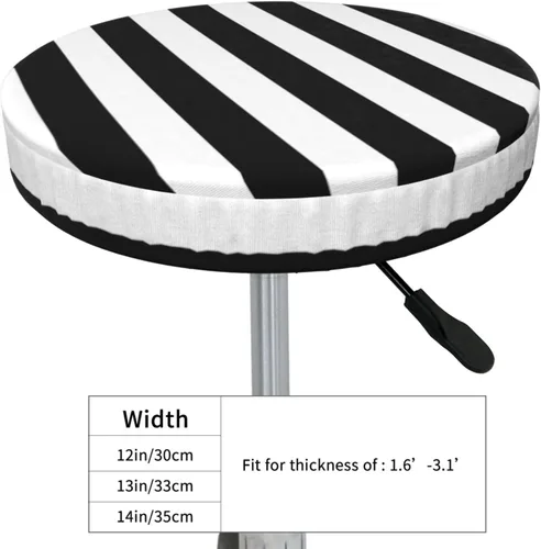 Miniatura 3 de Fundas de taburete de bar redondas elásticas y negras con rayas, fundas de taburete de bar, fundas de asiento de taburete, fundas elásticas