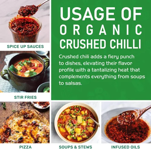 Miniatura 7 de Jiva Organic Chili Flakes Bolsa de 7 onzas – Pimiento rojo triturado de calor medio, 100% natural y sin OMG