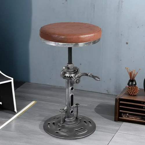 Miniatura 2 de Taburete de bar antiguo con asiento de poliuretano para cocina, comedor, altura de mostrador de 18 a 22 pulgadas, taburetes de café industriales