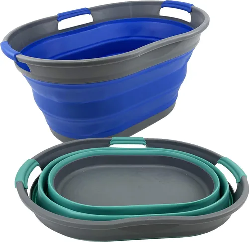 Miniatura 2 de SAMMART Cesta plegable de plástico para la ropa sucia de 25 L (6.6 galones) - Contenedor/organizador plegable - Tina de lavado portátil - Cesto que