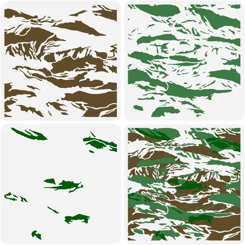 Miniatura 8 de FINGERINSPIRE 3 plantillas de camuflaje a rayas de tigre en capas de 11.8 x 11.8 pulgadas, plantillas de estampado animal para pintar patrones