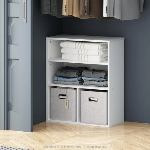 Furinno Reed - Organizadores y almacenamiento de armario, organizador de armario de 3 niveles, estante abierto, para armario, dormitorio, sala de