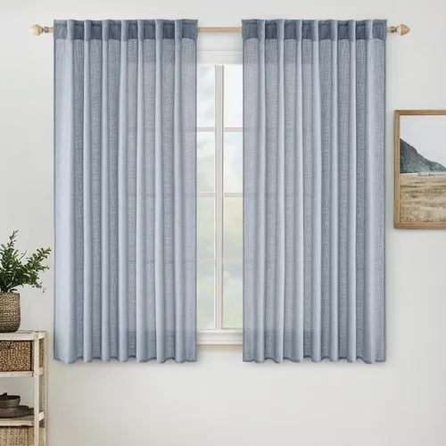 Miniatura 44 de MIULEE Cortinas de lino blanco de 108 pulgadas de largo para dormitorio, sala de estar, cortinas de ventana con textura de lino suave y grueso, Lino