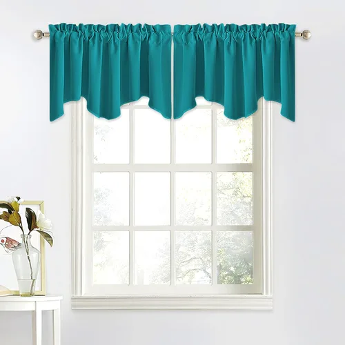 Miniatura 30 de NICETOWN Cenefa de ventana para dormitorio, ahorro de energía, bolsillo para barra, cenefa festoneada corta para ventana pequeña para lavandería