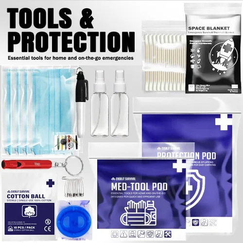 Miniatura 9 de Everlit Care Kit médico casero 380 piezas de suministros de primeros auxilios Kit esencial médico multiusos para cortes, rasguños, quemaduras