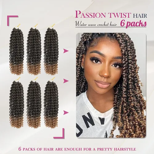 Miniatura 2 de Dansama - Extensiones de cabello tipo Passion Twist ondulado/rizos, para trenzas de estilo mariposa cosidas a ganchillo estilo bohemio