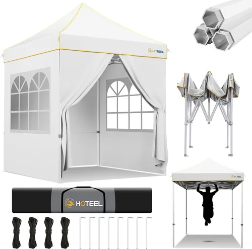 Miniatura 9 de Hoteel 10x15 Pop Up Canopy Tent Heavy Duty with 4 Sidewalls, Waterproof Party Tent, Easy Set-up Commercial Instant Tents with Roller Bag & Sandbags