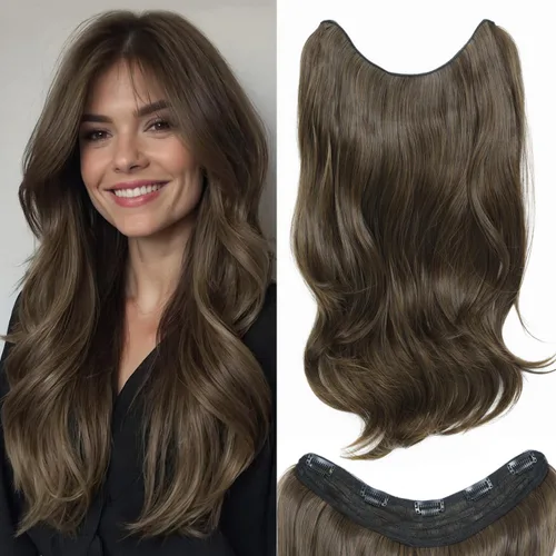 Miniatura 9 de Extensiones de cabello con clip en forma de U, 1 unidad, extensiones de cabello negro de 20 pulgadas, extensiones de cabello de fibra sintética