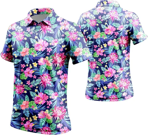 Miniatura 138 de Camisa de golf de los años 80 para hombre, ajuste seco, manga corta, estampada, divertidas, camisas de golf de los años 90 para hombre