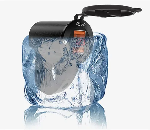 Miniatura 6 de Riloer Impermeable 12V motocicleta QC3.0 Dual USB cargador puertos adaptador de corriente con voltímetro digital para teléfonos inteligentes