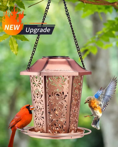 Miniatura 7 de Comederos solares para pájaros para exteriores colgantes - Comedero de pájaros de metal de grado premium, a prueba de mordidas, resistente al clima