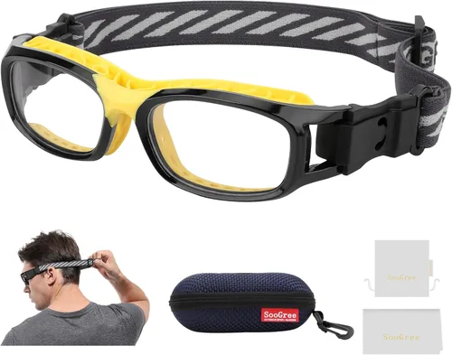 Miniatura 9 de SooGree Gafas deportivas para niños, gafas protectoras, gafas de seguridad ocular, reemplazables a lentes graduadas de 8 a 16 años Marco negro rojo