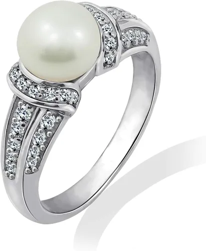 Miniatura 5 de Amazon Essentials Anillo de perlas cultivadas de agua dulce de plata de ley con circonitas cúbicas de Infinite Elements
