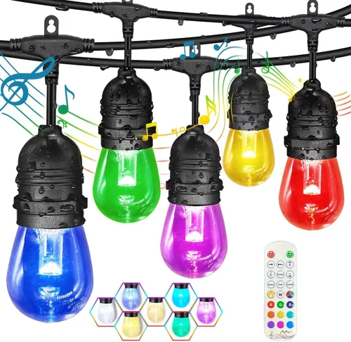 Miniatura 12 de GANA - Tira de luces LED de bajo voltaje de 12V y seguras para exteriores, 32 pies, 10 bombillas inastillables, 2200K, luz blanca cálida