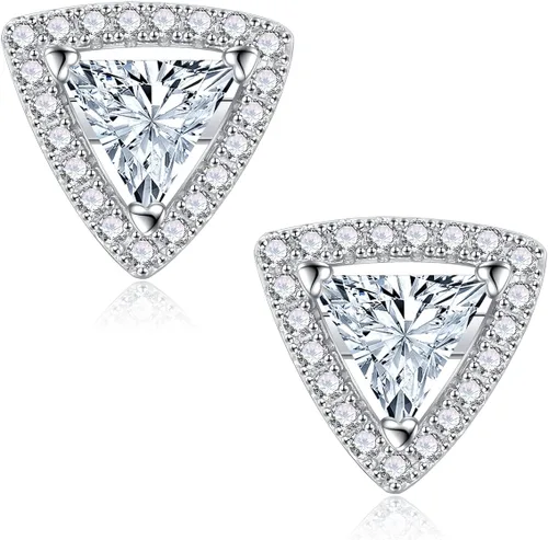 SMILEST Aretes de halo de moissanita de 1 a 2 quilates para mujeres y hombres, diseño de princesa Cushion D Color VVS1 Clarity, aretes de diamantes