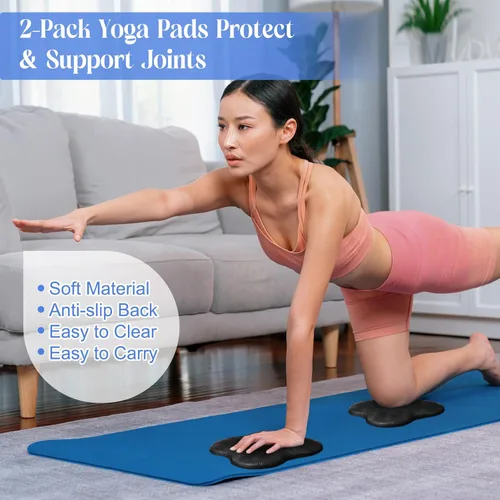 Miniatura 5 de RoundFunny Juego de 5 piezas de bloques de yoga, rodilleras, juego de correas de yoga, bloques de espuma suave de primera calidad, accesorios