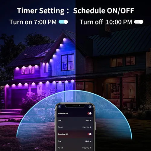 Miniatura 5 de KSIPZE Luces Permanentes para Exteriores Impermeables IP67, Luces LED Inteligentes RGB+IC para Aleros con Control por App y Botón, Más de 200 Modos