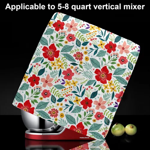 Miniatura 6 de Funda para batidora de pie floral con bolsillos, acolchada a prueba de polvo, compatible con KitchenAid de 5 a 8 cuartos de galón, Hamilton Beach