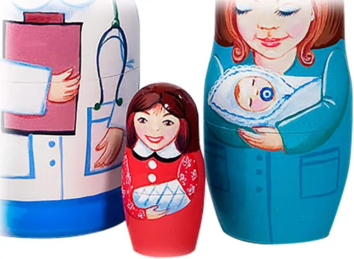 Miniatura 2 de Muñeca anidadora de madera rusa de 5 piezas de enfermera